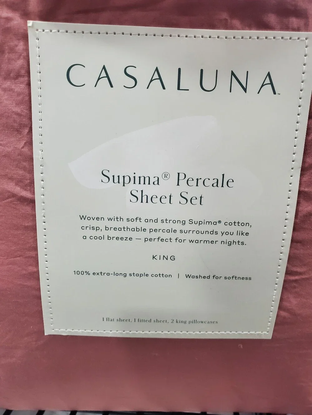 King Washed Supima Percale Solid Sheet Set Rose - Casaluna™: 250 Thread Ct
